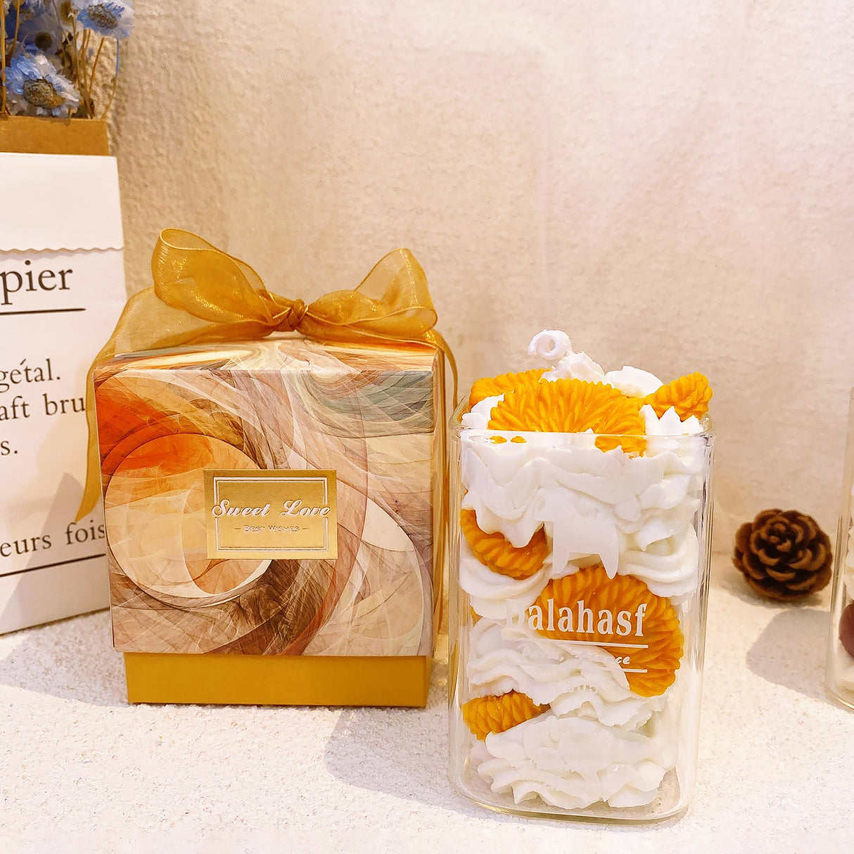 Cute Fruit Dessert Candle Cup Gift Whipped Cream Soy Wax Candle-3
