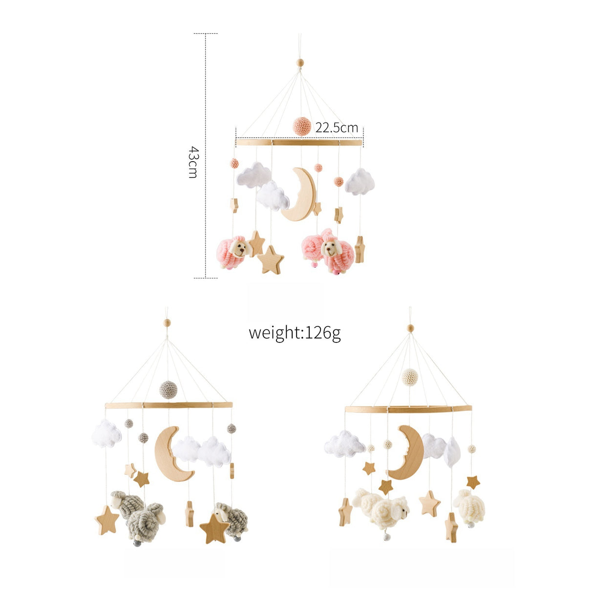 Felt Animal Baby Bed Bell Nordic Style Hand-eye Coordination Crib Hanging Ornament