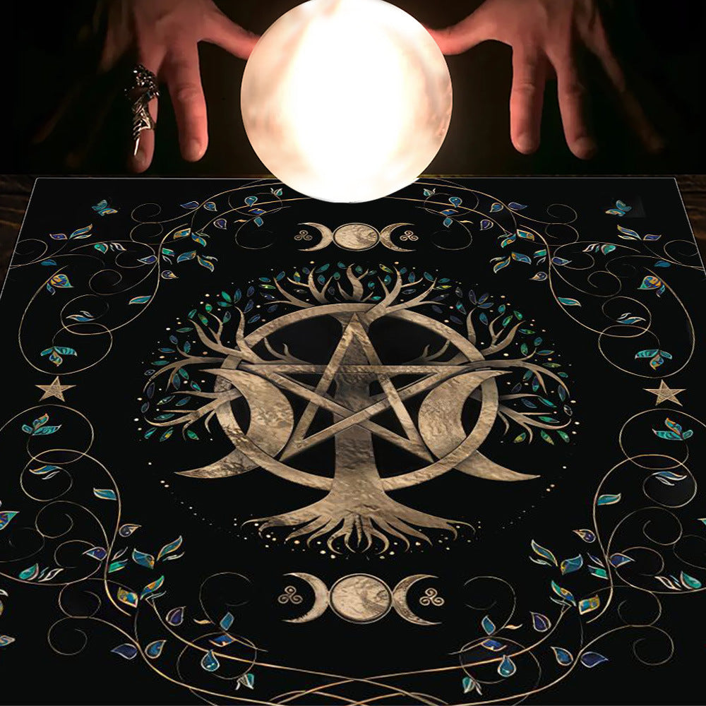 Tarot Table Cloth Moon Sun Lucky Tree Flannel Tablecloth-5