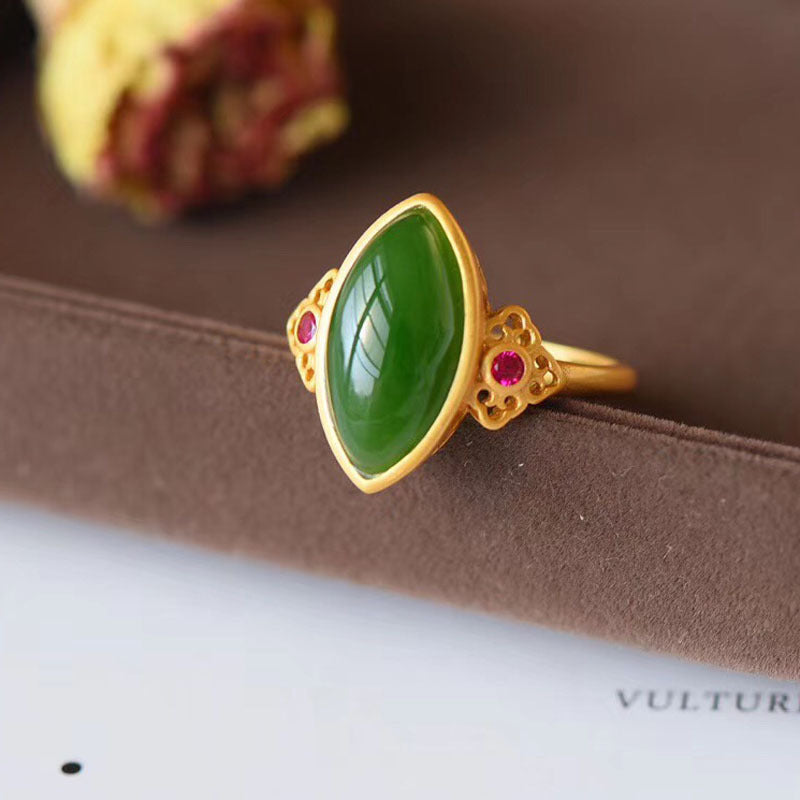 Hetian Jade Ring Silber Ancient Gold Mahltechnologie
