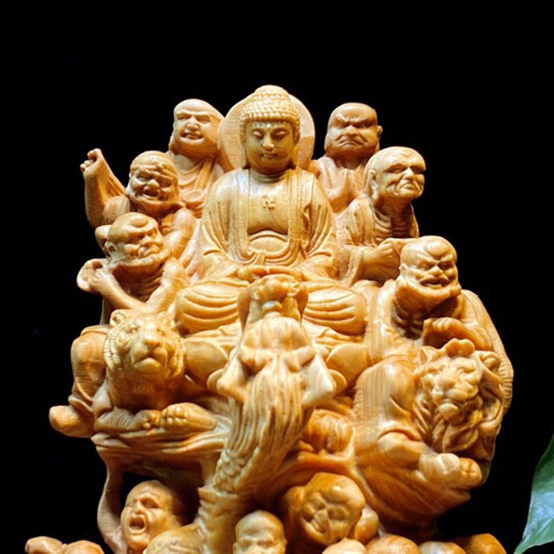 Thuja Holzschnitzung 18 achtzehn Arhat Buddha Statuen