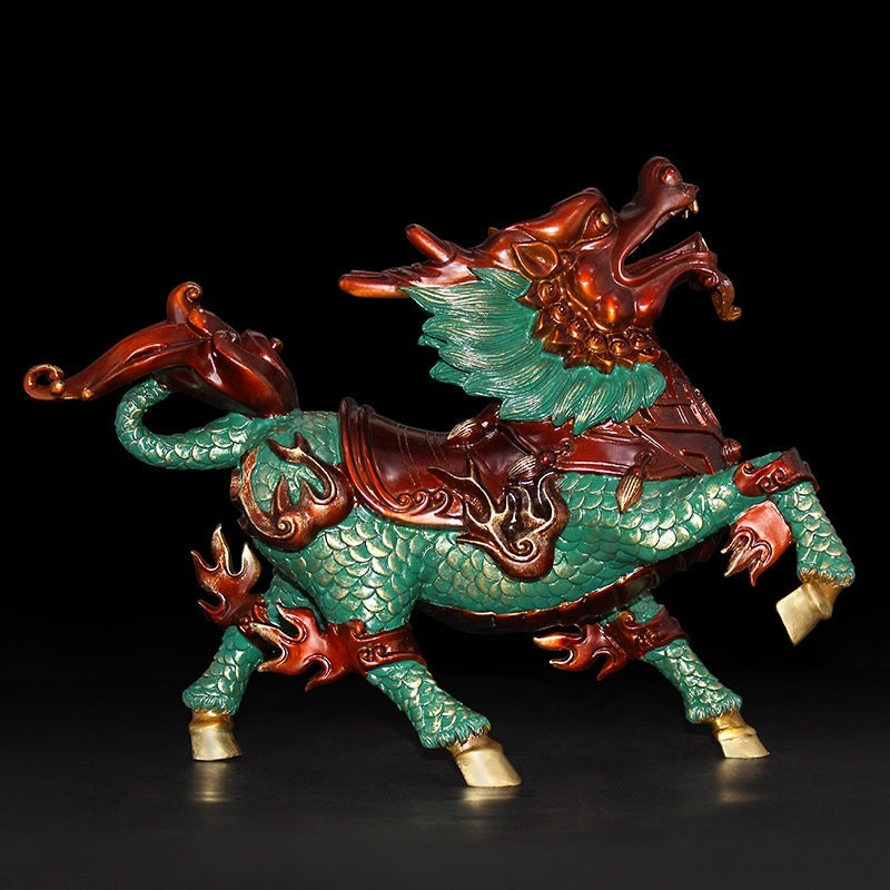 Wind and Fire Kirin Wealth Attracting Ornament Full Copper Home Decoration