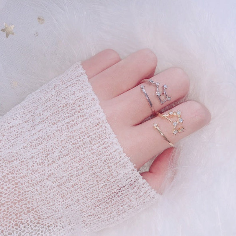 Zodiac Star Ring for Women – Adjustable Astrological Jewelry Gift