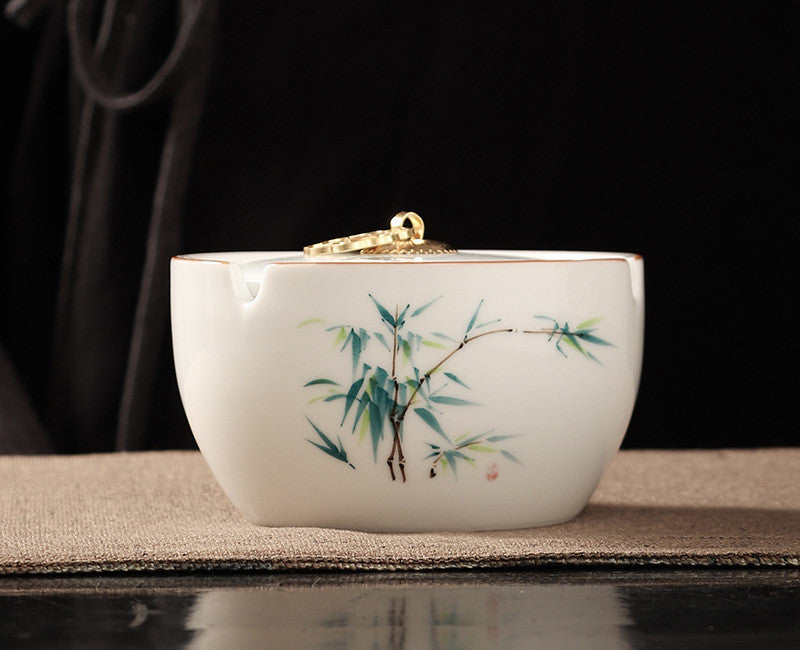 Handbemalte Haushalts Wohnzimmer Keramik-Aschenbecher mit LID-Schlupfchen