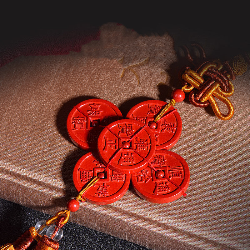 Roherz lila Gold Sand -Qing -Dynastie Fünf Kaiser -Münzen Auto Innenausstattung Anhänger