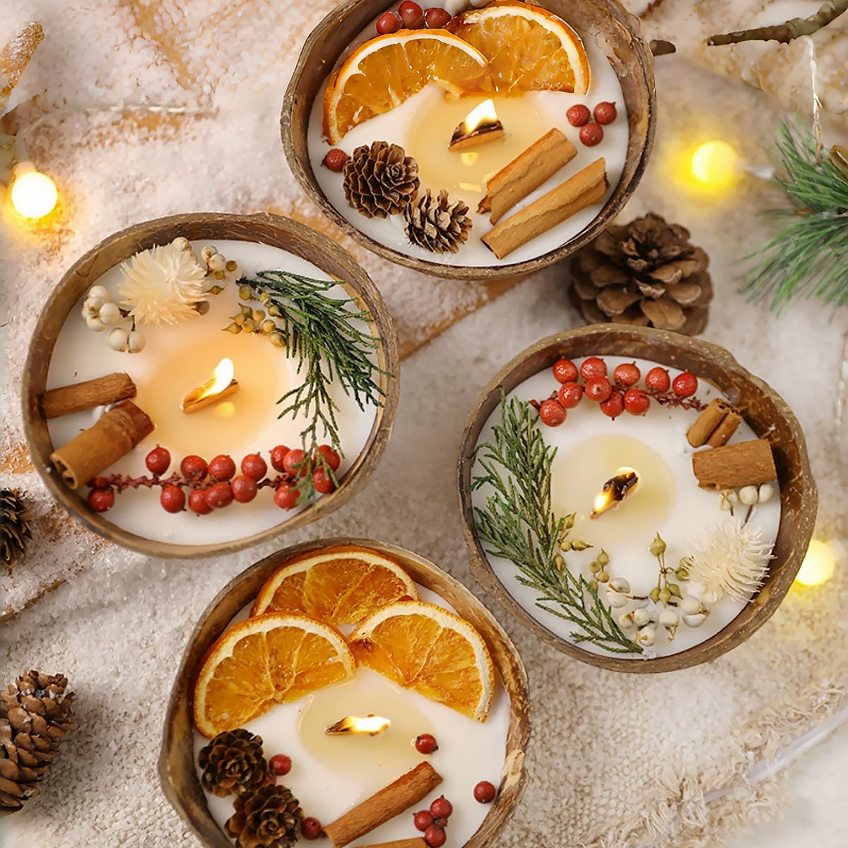 Ambient Dried Flower Coconut Bowl Scented Candle Ornament-3