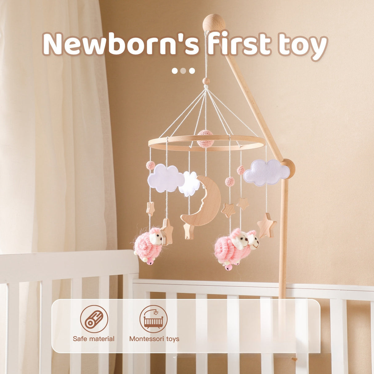 Felt Animal Baby Bed Bell Nordic Style Hand-eye Coordination Crib Hanging Ornament