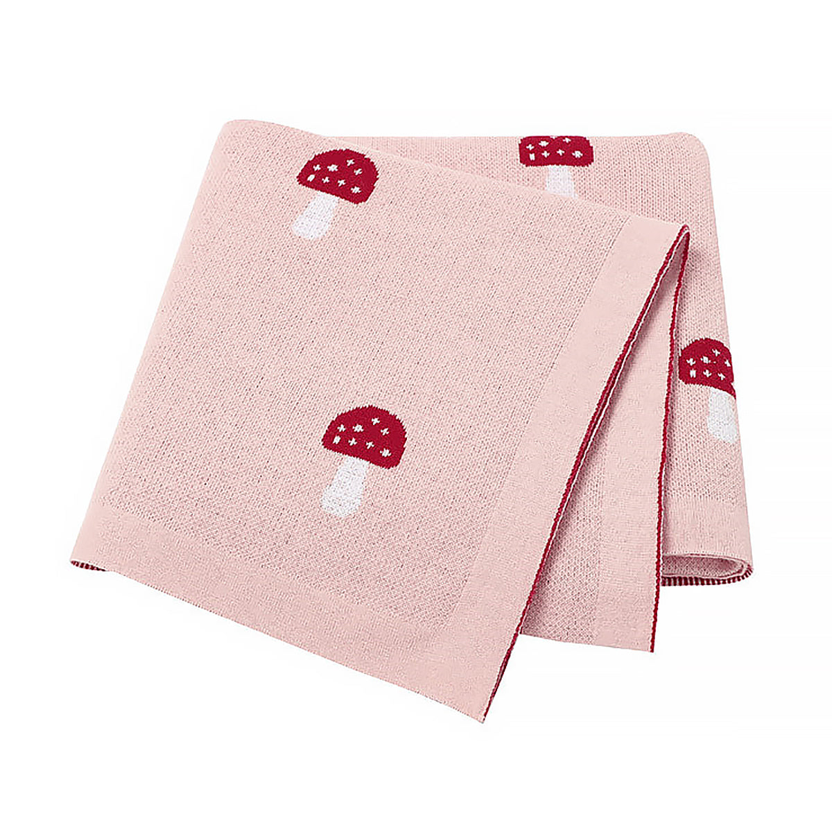 Cotton Mushroom Jacquard Baby Blanket Soft Nursery Blanket-5