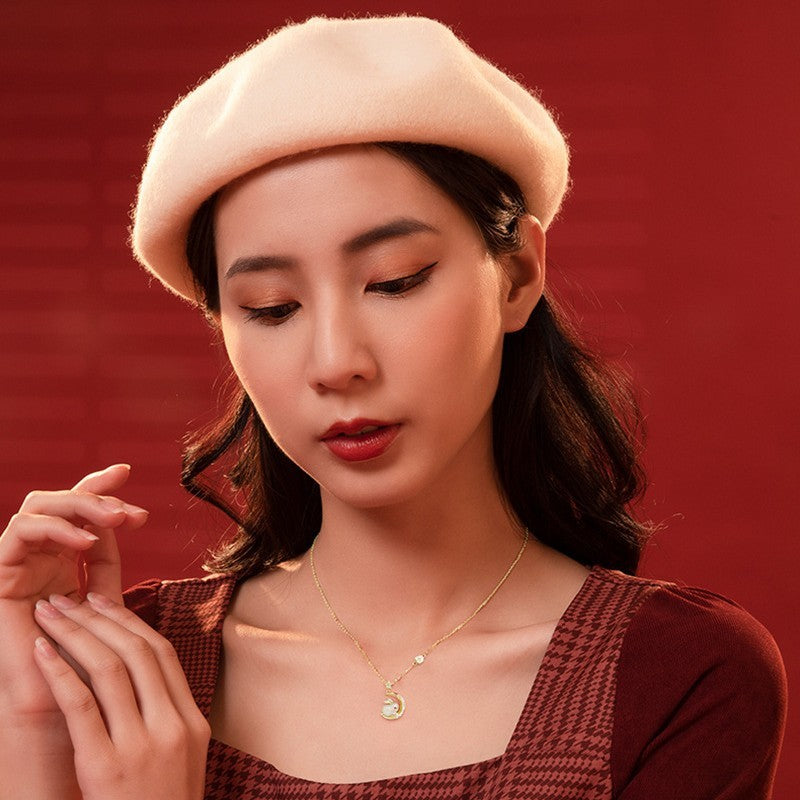 Jade Hase Halskette für Frauen Licht Luxustemperament