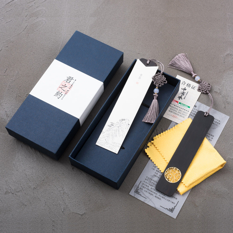 Antique wooden engraved bookmarks with peace knot design