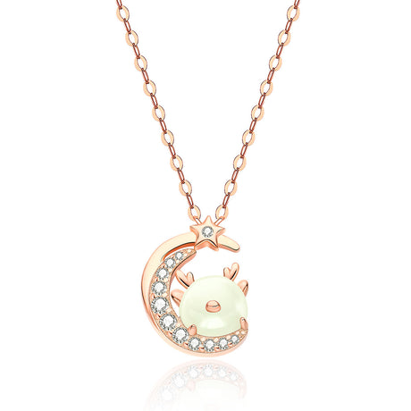 Sterling Silver Jade Dragon Necklace Zodiac Jewelry for Women-4