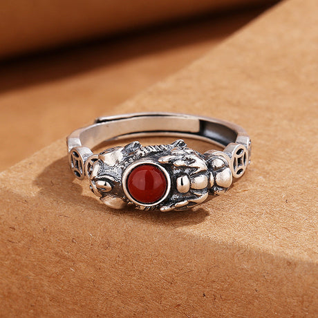 Retro -plattierter S925 Sterling Silber Glück Pixiu Ring