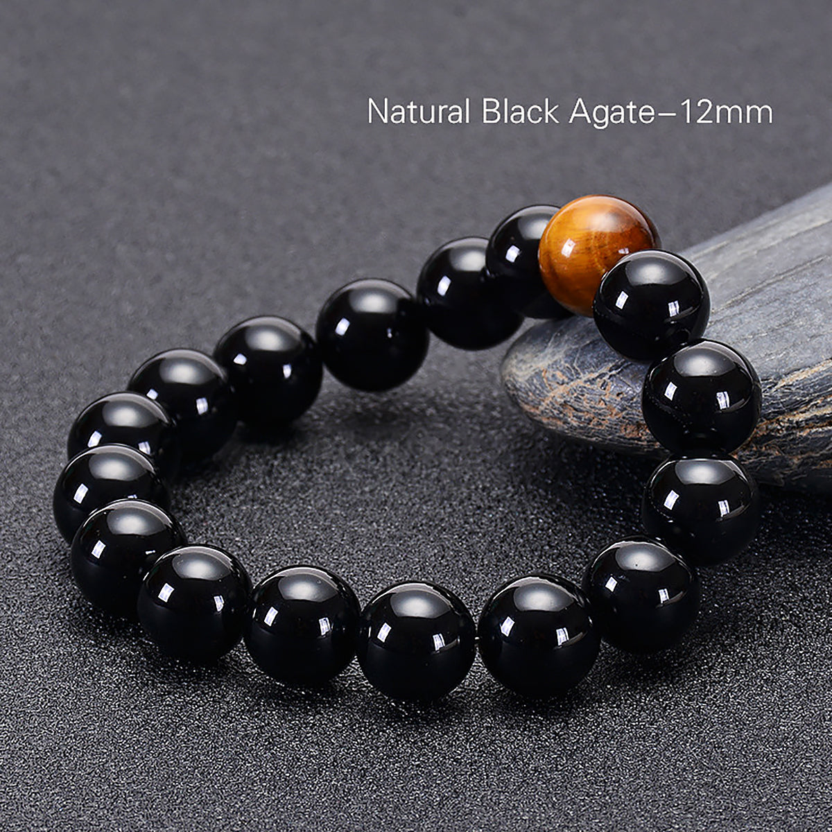 Obsidian Yellow Tiger’s Eye Bracelet Natural Stone Bead Bracelet-7