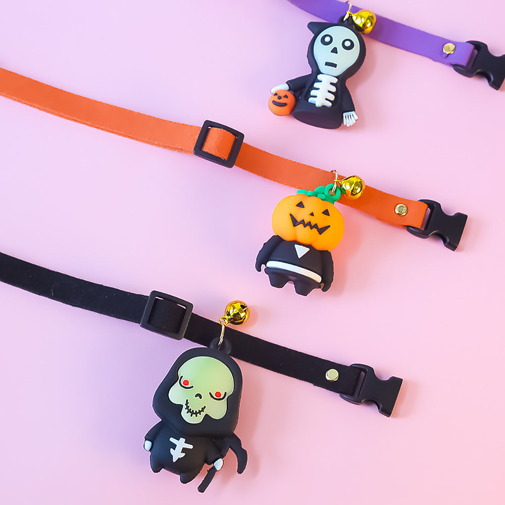Halloween Pet Collar Decoration Pumpkin & Glow Skull Design-2