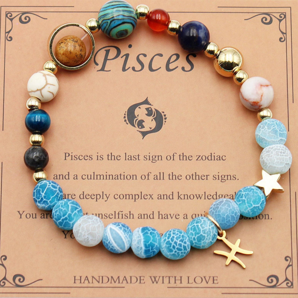 Zodiac Bracelet with Natural Agate & Shoushan Stone 12 Constellations-33