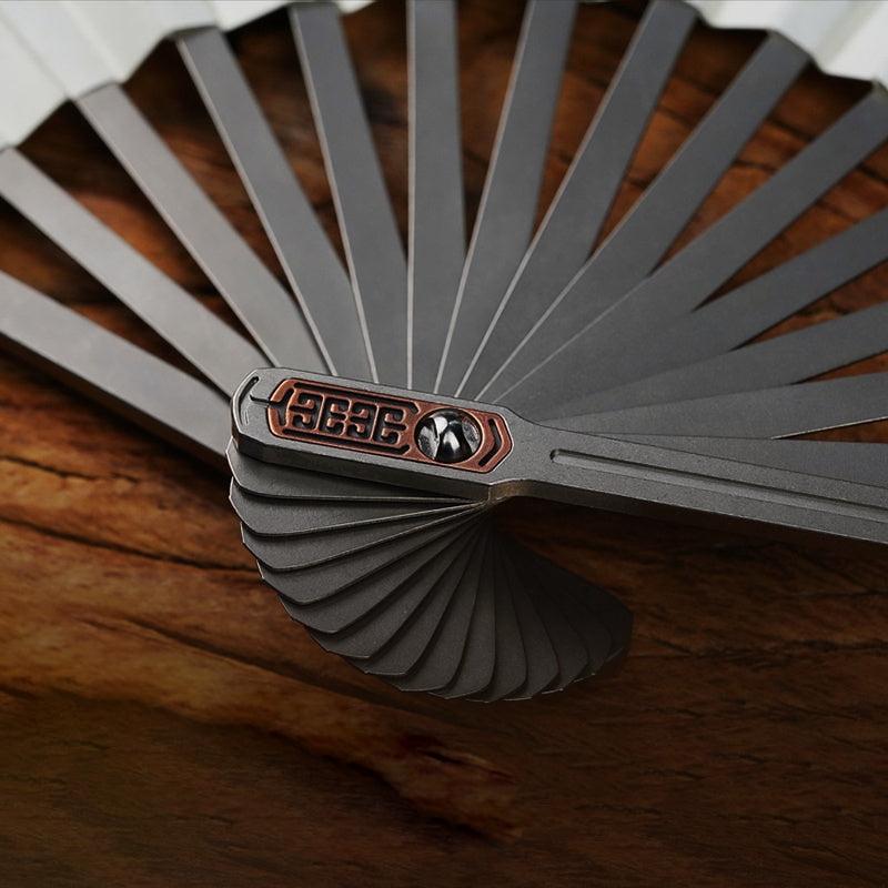 Tai Chi Kung Fu Portable Steel Bone Engraved Full Titanium Folding Fan-2