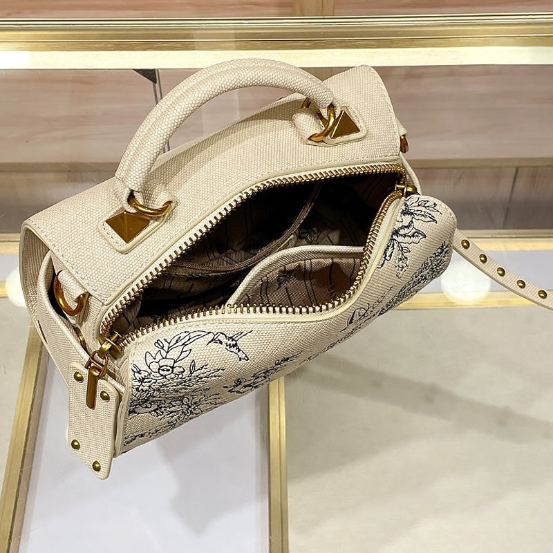 Floral Embroidery Pillow Bag Elegant Shoulder Bag for Women-5