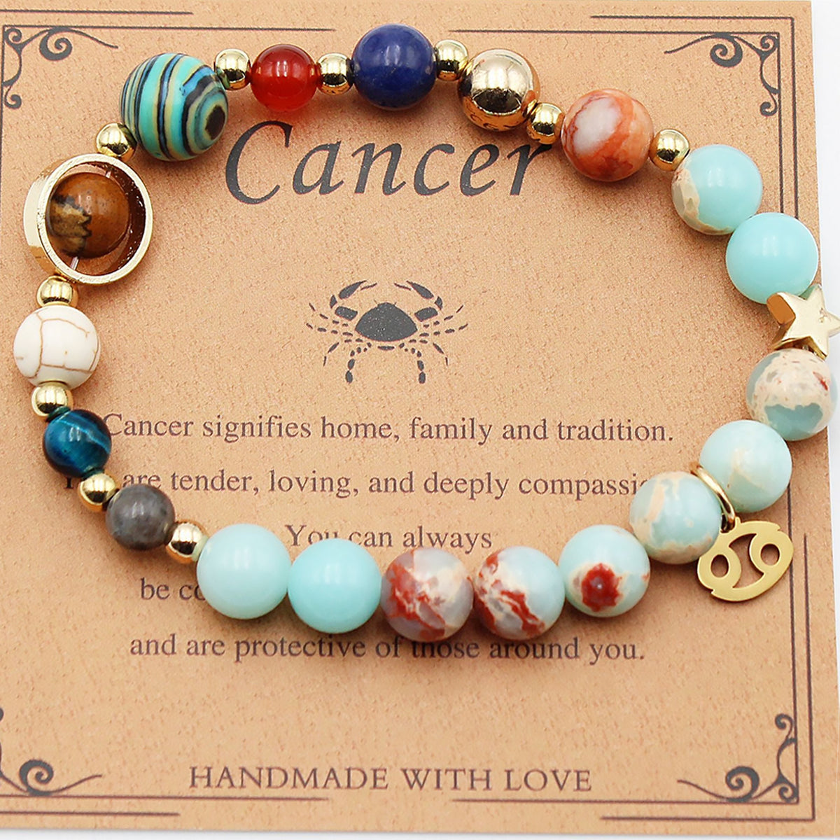 Zodiac Bracelet with Natural Agate & Shoushan Stone 12 Constellations-3