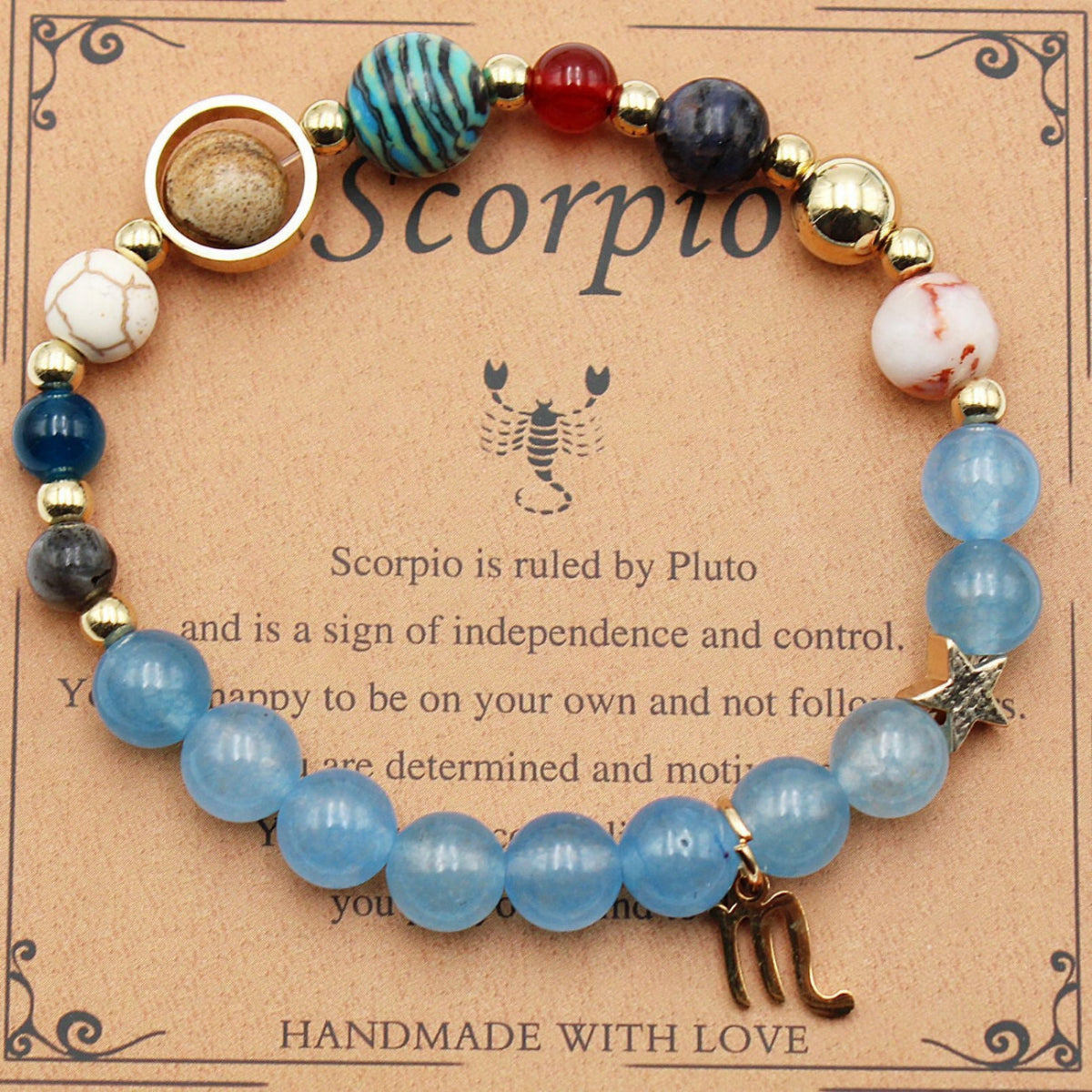 Zodiac Bracelet with Natural Agate & Shoushan Stone 12 Constellations-23