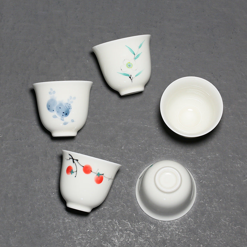 Underglaze Farbe weiße Porzellan Hand gezeichnet Wisteria Blume kleine Teetasse