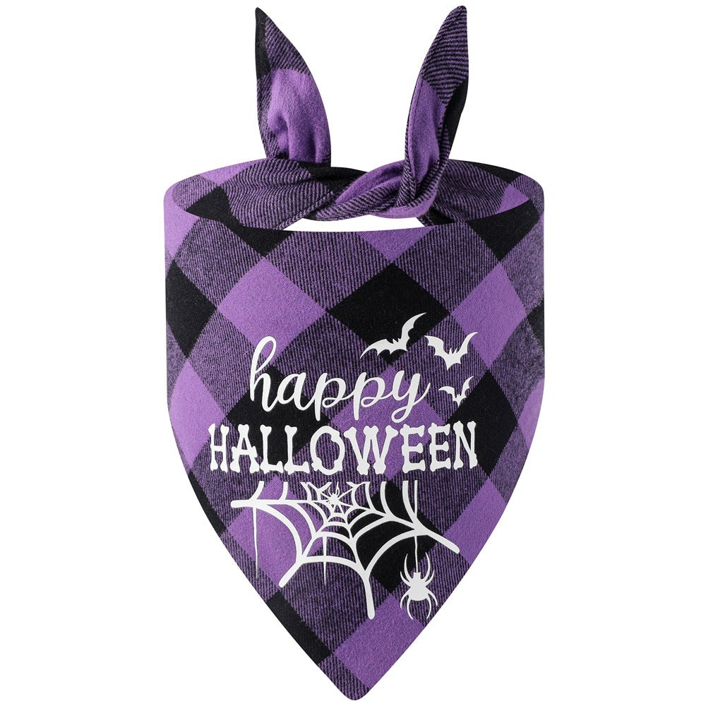 Luminous Halloween Dog Bandana Glow in the Dark Pumpkin Bat Scarf-6