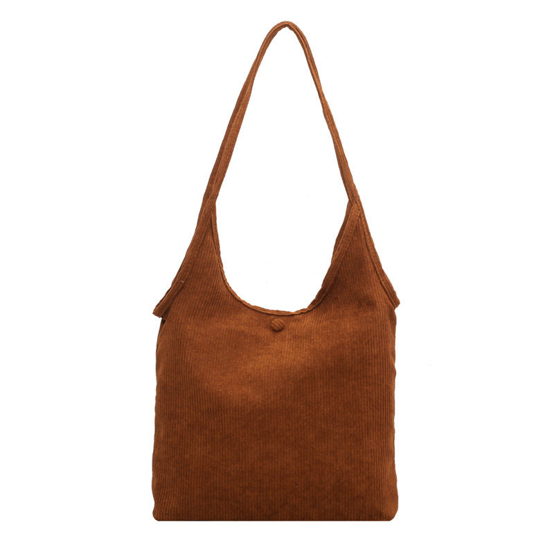 Pure Color Corduroy Simple Casual Style Western Style Shoulder Bag