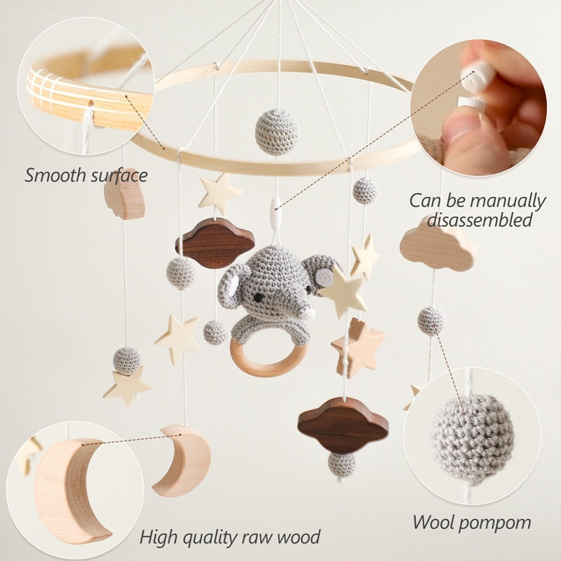 Crib Curved Bed Bell Bracket with White Birds