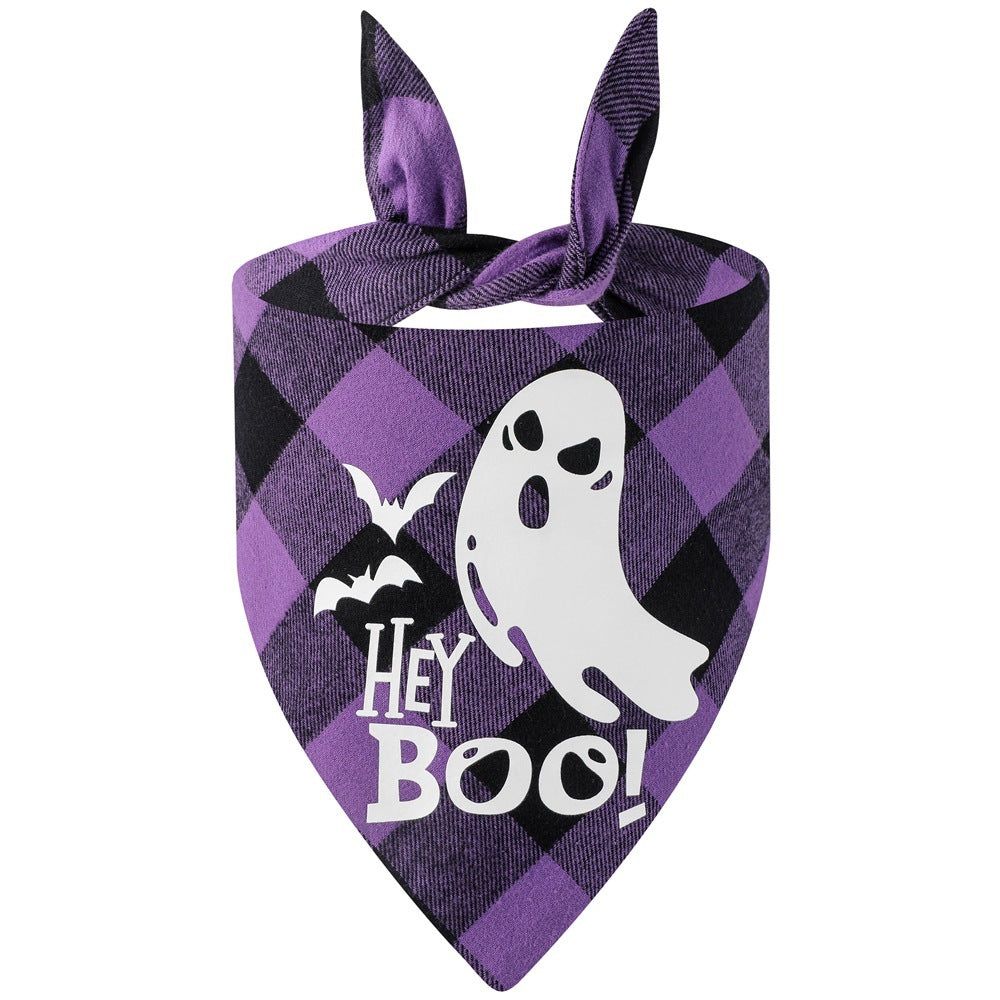 Luminous Halloween Dog Bandana Glow in the Dark Pumpkin Bat Scarf-3