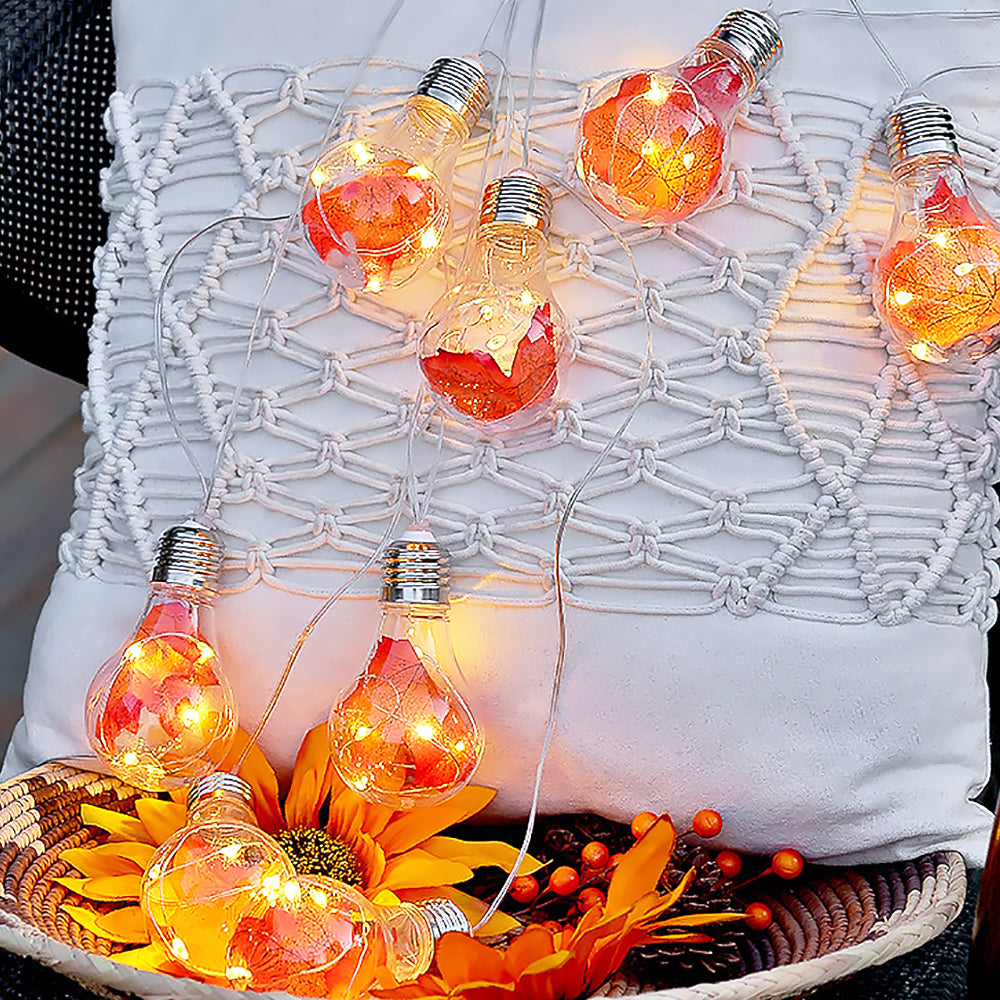 Thanksgiving Maple Leaf Bubble Ball String Lights for Home Decor-3