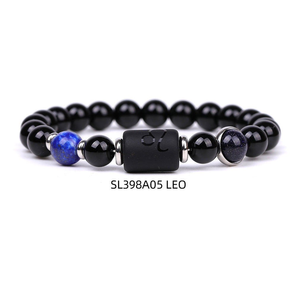 Natural Agate Zodiac Bracelet Unisex Astrology Jewelry-11