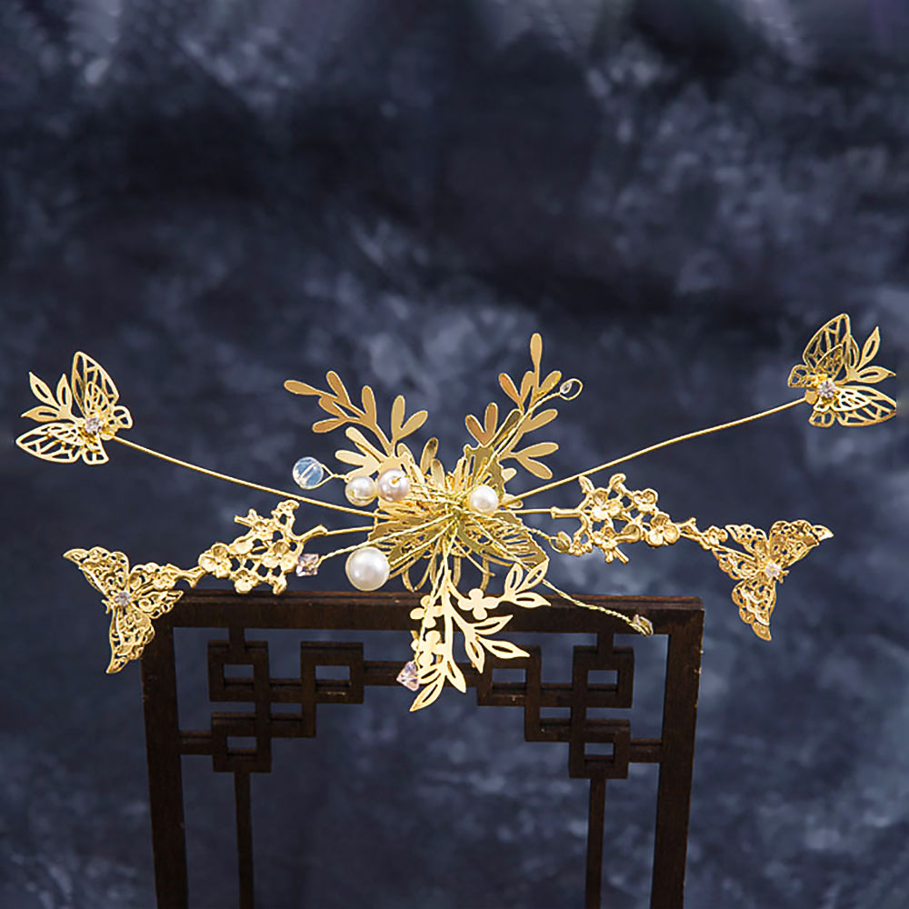 Maple Leaf Tassel Earrings and Hair Accessories Bridal Jewelry for Bride-4