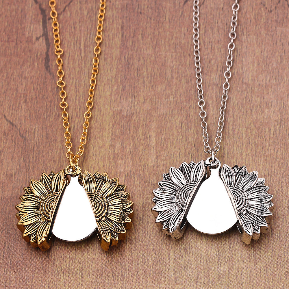 Personalized Engrave Name Date Sun Flower Necklace Fashion Custom Jewelry Gifts