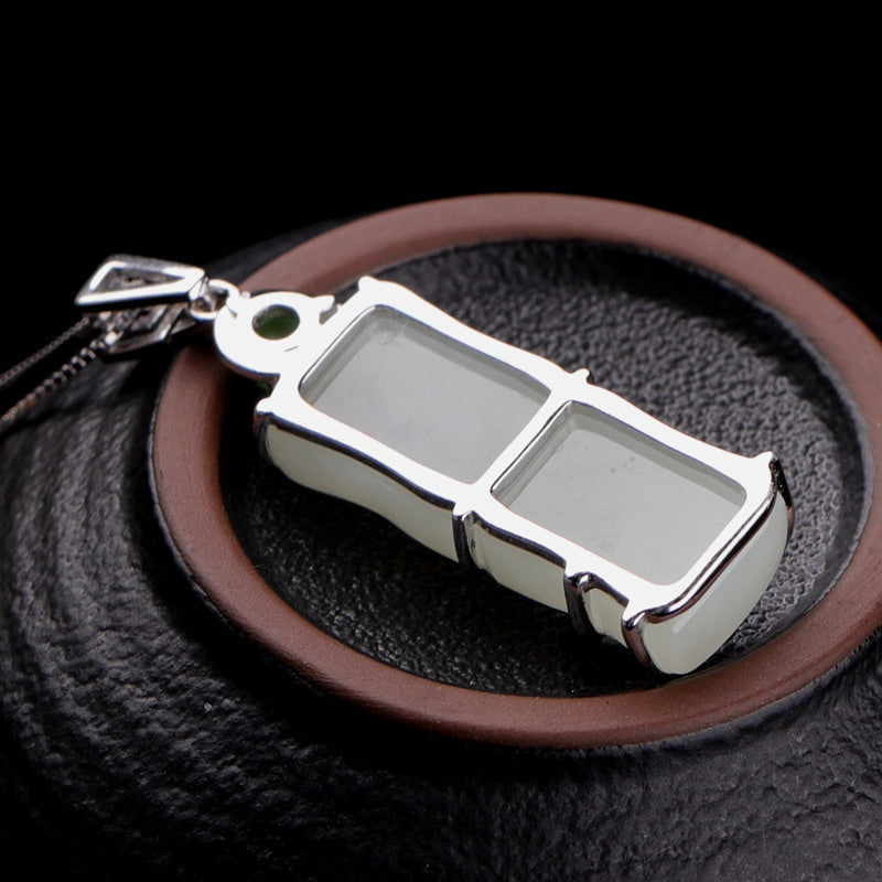Sterling Silber Natural Hetian Jade Anhänger