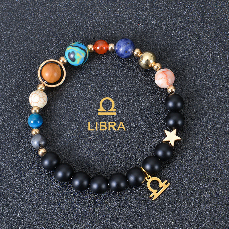 Twelve Constellations Zodiac Bracelet – Natural Stone & Planet Beads-24