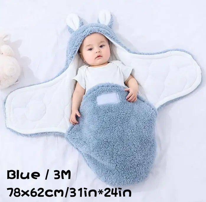 Super Soft Baby Sleeping Bag Fluffy Fleece Swaddle Blankets Unisex Baby Wrap
