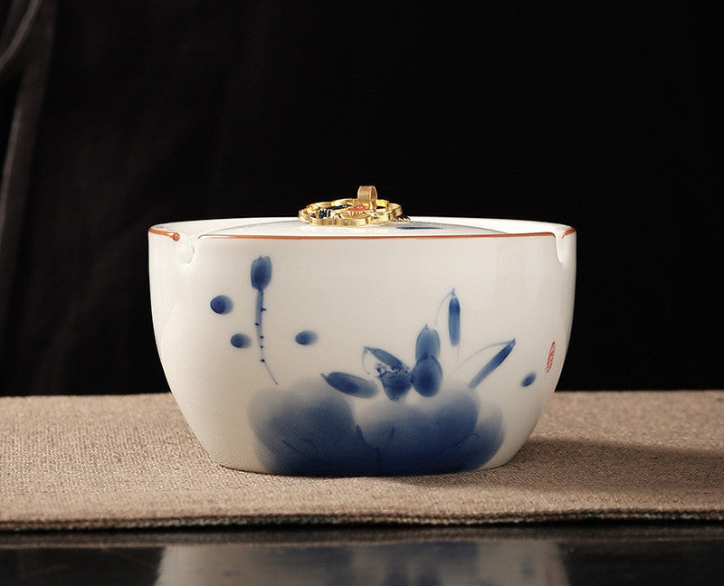 Handbemalte Haushalts Wohnzimmer Keramik-Aschenbecher mit LID-Schlupfchen