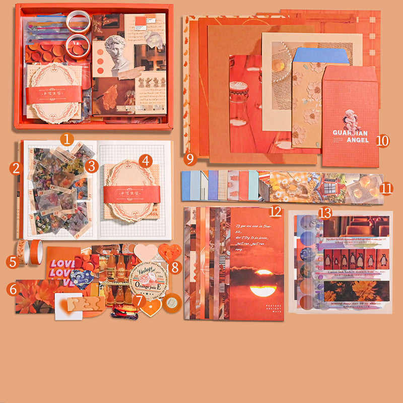 Retro-Geschenkbox 155-teilige Set Ins Geschenkbox Notebook Taper Sticker Set