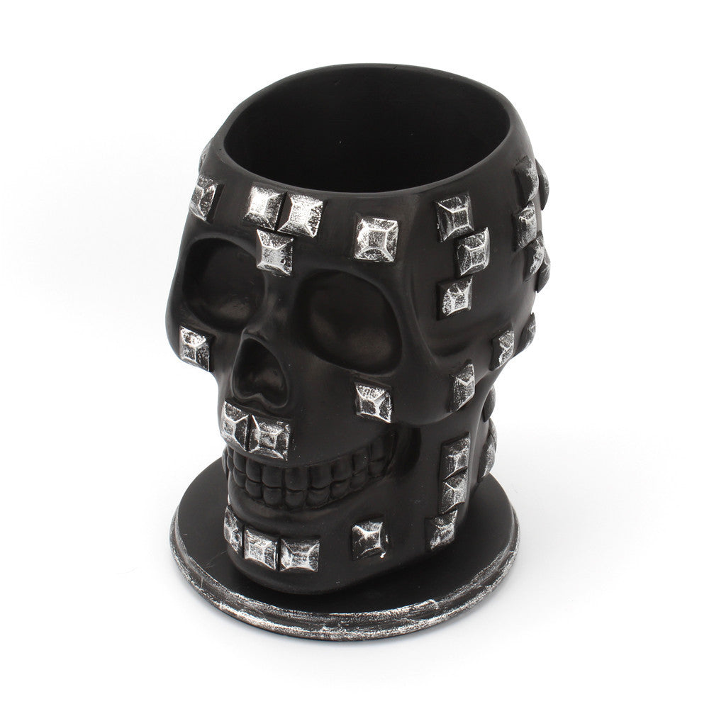Creative Sequins Skull Rotating Pen Holder Desktop Storage Container