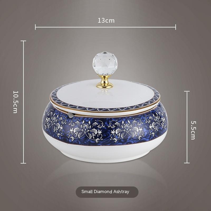 Büroheim Wohnzimmer Couchtisch Blau und weißes Porzellan Vintage Keramik -Aschenbecher mit Deckel