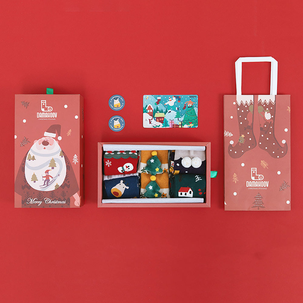 Christmas Socks Gift Box Set 5 Pairs Cozy Holiday Socks-1