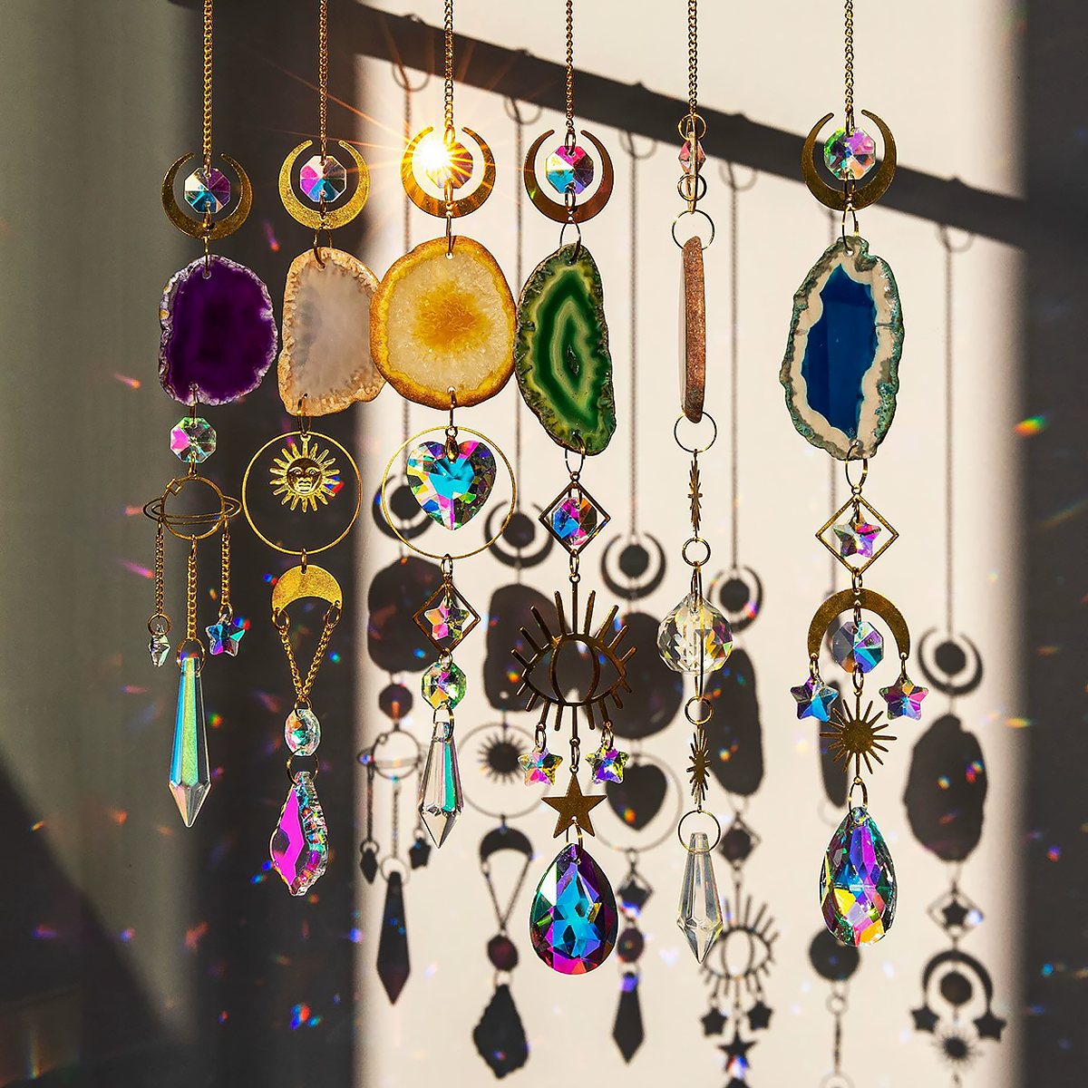 Natural Agate Crystal Suncatcher Window Hanging Decor-2