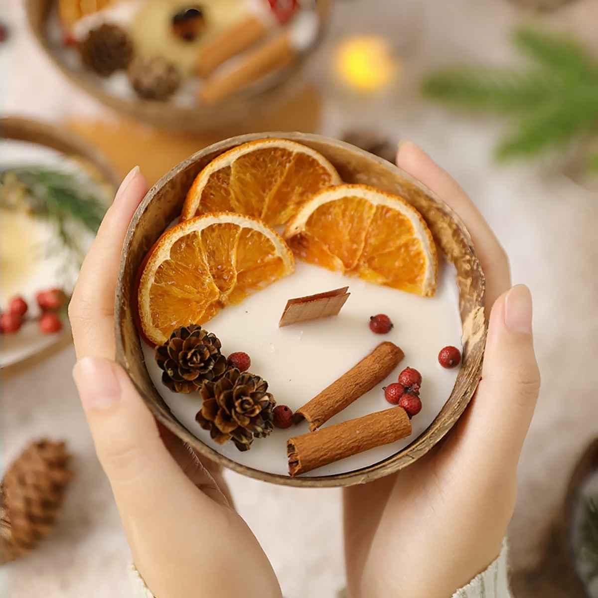 Ambient Dried Flower Coconut Bowl Scented Candle Ornament-2