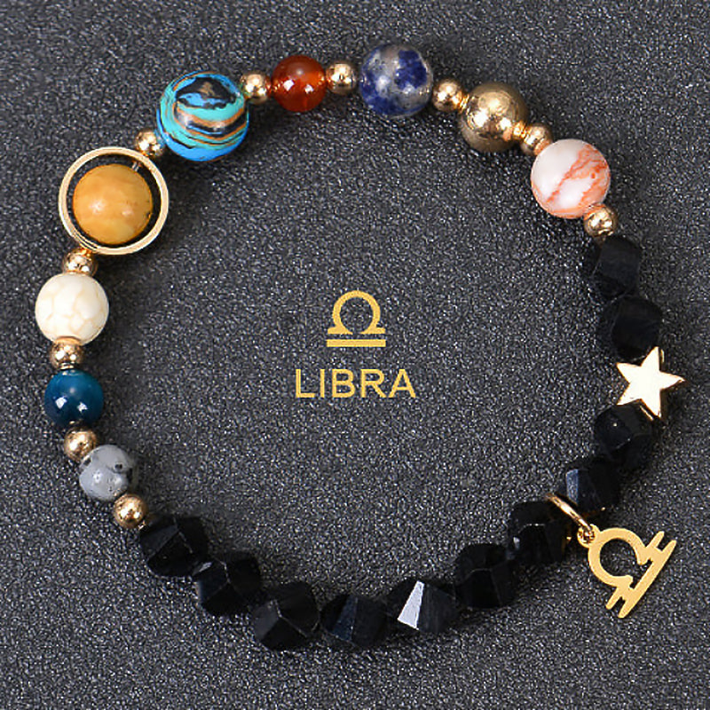 Twelve Constellations Zodiac Bracelet – Natural Stone & Planet Beads-10