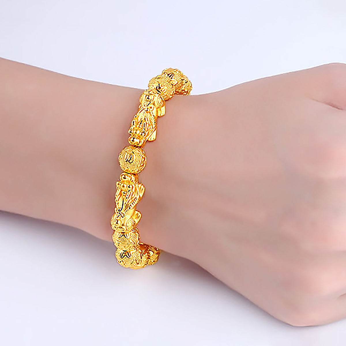 Golden Six Character Aphorism Buddha Beads Bracelet for Men-4