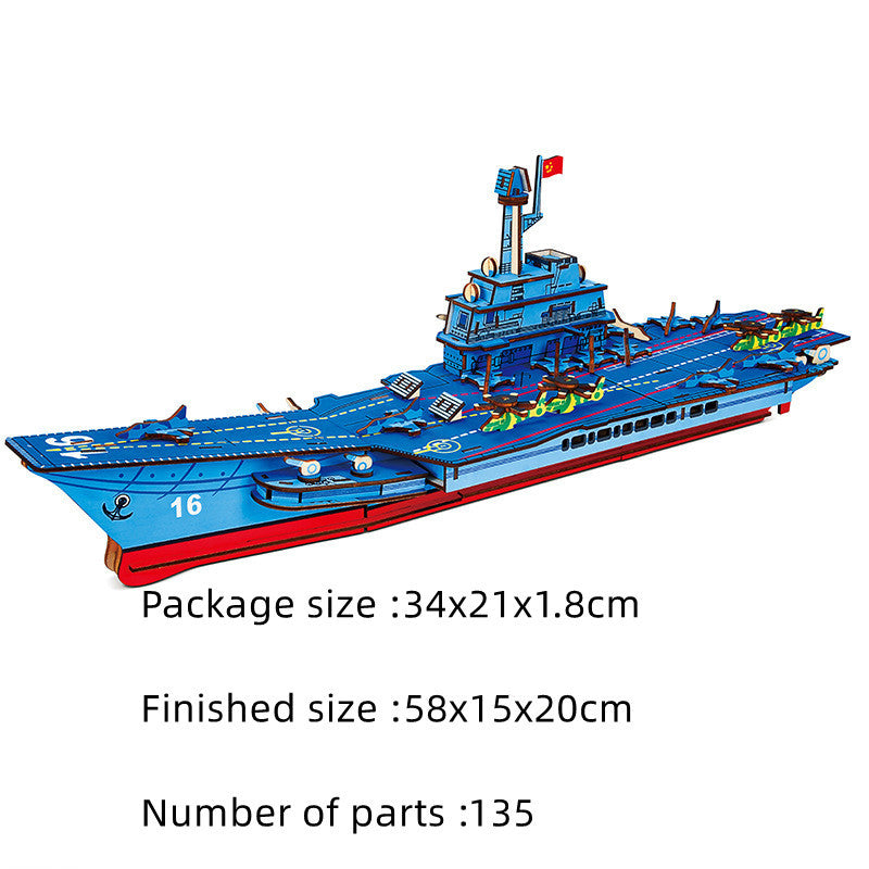 Wooden Model of Assembled Military Ship