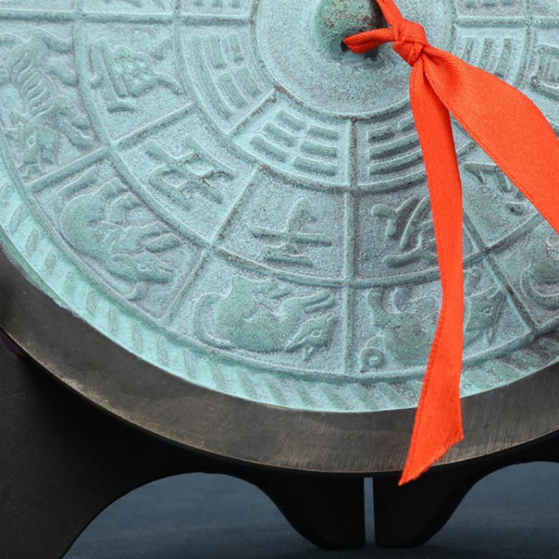 Antique Bagua brass mirror with flat Tai design