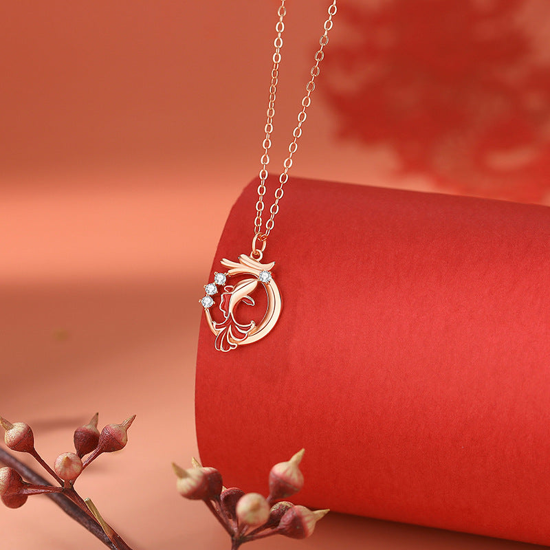 Koi Pendant Necklace Clavicle Chain & Birthday Gift for Wife-2