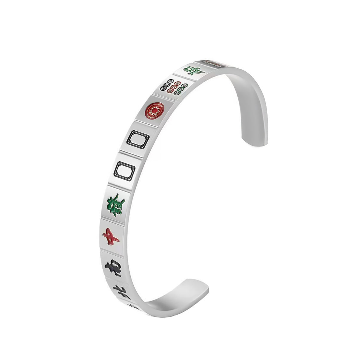 Titanium Steel Mahjong Bracelet Adjustable Cuff Bracelet-7