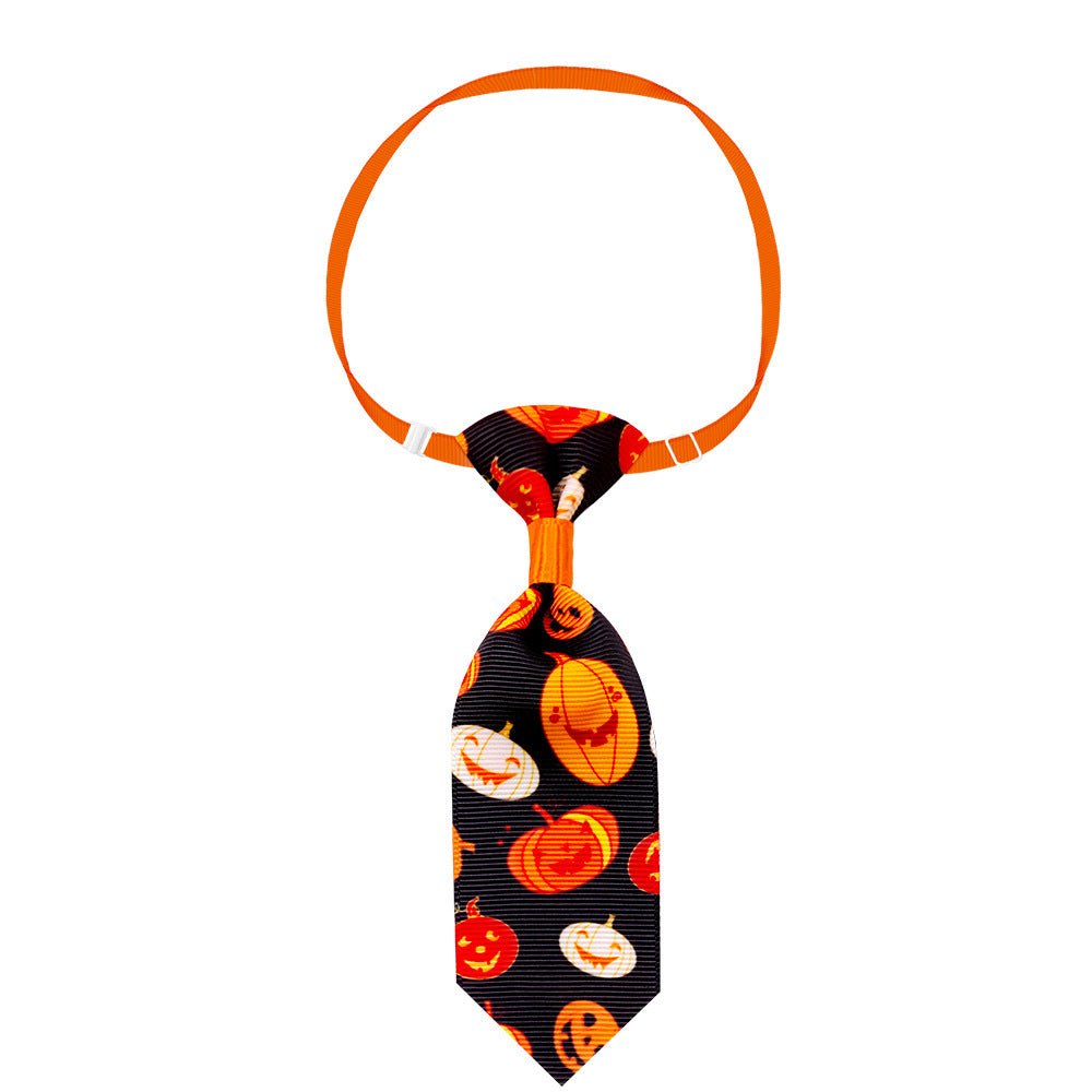 Pet Halloween Tie Set for Cats and Small Dogs with Pumpkin Skull Ghost Patterns-8