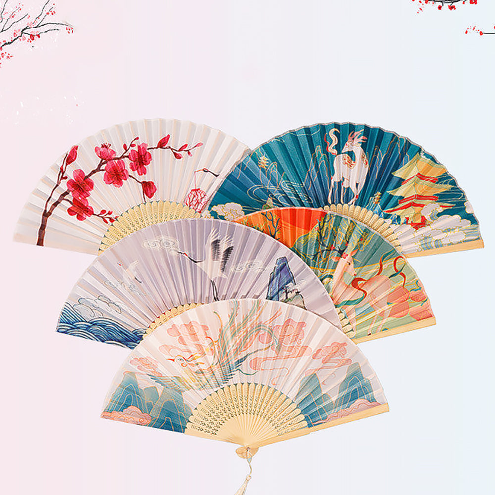 Chinese Style Women's Tasseled Portable Cheongsam Folding Fan-1